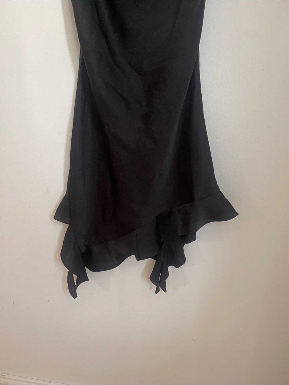 Wilfred Black Cowl Slip Mini Dress with Ruffle Hem - Picture 2 of 4
